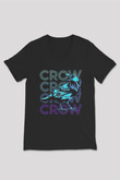 Karga Baskılı Unisex Siyah V Yaka Tişört - Tshirt