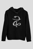 Kasede Hygieia Baskılı Unisex Siyah Kapüşonlu Sweatshirt