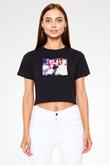 Kaskade Siyah  Crop Top Tişört