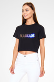 Kaskade Siyah Crop Top Tişört