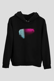 Katar - Qatar Bayrağı Baskılı Unisex Siyah Kapüşonlu Sweatshirt