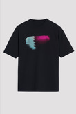 Katar - Qatar Bayrağı Baskılı Unisex Siyah Oversize Tişört