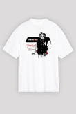 Kavinsky Baskılı Beyaz Unisex Oversize Tişört - Tshirt