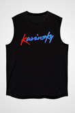 Kavinsky Baskılı Unisex Siyah Kolsuz Tişört - Tshirt