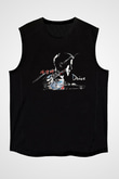 Kavinsky Baskılı Unisex Siyah Kolsuz Tişört - Tshirt