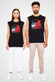 Kavinsky Baskılı Unisex Siyah Kolsuz Tişört - Tshirt