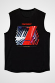 Kavinsky Baskılı Unisex Siyah Kolsuz Tişört - Tshirt