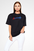 Kavinsky Baskılı Unisex Siyah Oversize Tişört - Tshirt