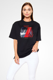 Kavinsky Baskılı Unisex Siyah Oversize Tişört - Tshirt