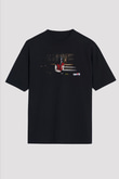 Kavinsky Baskılı Unisex Siyah Oversize Tişört - Tshirt