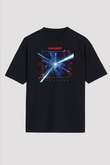 Kavinsky Baskılı Unisex Siyah Oversize Tişört - Tshirt