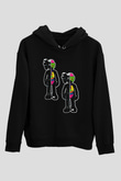 Kaws TemalıSiyah  Unisex Hoodie