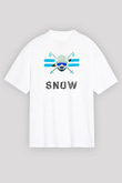 Kayak Baskılı Unisex Beyaz Oversize Tişört - Tshirt