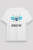 Kayak Baskılı Unisex Beyaz Tişört - Tshirt