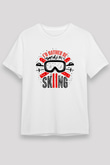 Kayak Baskılı Unisex Beyaz Tişört - Tshirt