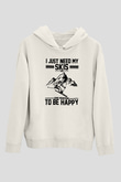 Kayak Baskılı Unisex Ekru Hoodie