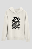Kayak Baskılı Unisex Ekru Hoodie