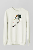 Kayak Baskılı Unisex Ekru Sweatshirt