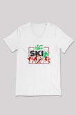 Kayak Baskılı Unisex V Yaka Tişört - Tshirt