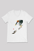 Kayak Baskılı Unisex V Yaka Tişört - Tshirt