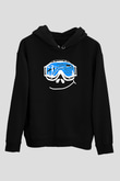 Kayak - Ski Baskılı Unisex Siyah Hoodie