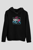 Kayak - Ski Baskılı Unisex Siyah Hoodie