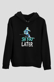 Kayak - Ski Baskılı Unisex Siyah Hoodie