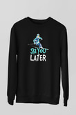 Kayak - Ski Baskılı Unisex Siyah Sweatshirt