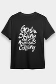 Kayak - Ski Baskılı Unisex Siyah Tişört - Tshirt