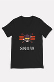 Kayak - Ski Baskılı Unisex Siyah V Yaka Tişört
