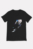 Kayak - Ski Baskılı Unisex Siyah V Yaka Tişört