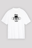 Kaykay Baskılı Unisex Beyaz Oversize Tişört - Tshirt