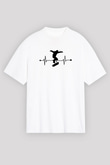 Kaykay Baskılı Unisex Beyaz Oversize Tişört - Tshirt