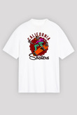 Kaykay Baskılı Unisex Beyaz Oversize Tişört - Tshirt