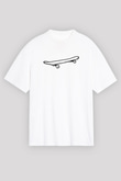 Kaykay Baskılı Unisex Beyaz Oversize Tişört - Tshirt