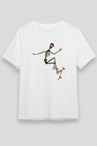 Kaykay Baskılı Unisex Beyaz Tişört - Tshirt