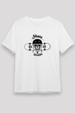Kaykay Baskılı Unisex Beyaz Tişört - Tshirt