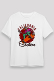 Kaykay Baskılı Unisex Beyaz Tişört - Tshirt