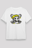 Kaykay Baskılı Unisex Beyaz Tişört - Tshirt