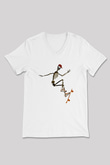 Kaykay Baskılı Unisex V Yaka Tişört - Tshirt