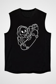 Kaykay - Skateboard Baskılı Unisex Siyah Kolsuz Tişört