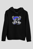 Kaykay - Skateboard Baskılı Unisex Siyah Hoodie
