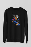 Kaykay - Skateboard Baskılı Unisex Siyah Sweatshirt