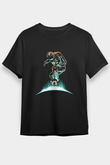 Kaykay - Skateboard Baskılı Unisex Siyah Tişört - Tshirt