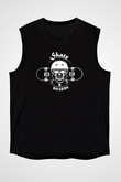Kaykay - Skateboard Baskılı Unisex Siyah Kolsuz Tişört