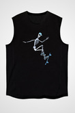 Kaykay - Skateboard Baskılı Unisex Siyah Kolsuz Tişört