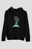 Kaykay - Skateboard Baskılı Unisex Siyah Hoodie