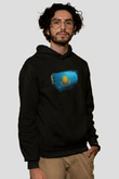 Kazakistan - Kazakhstan Bayrağı Baskılı Unisex Siyah Kapüşonlu Sweatshirt