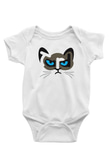 Kedi Baskılı Beyaz Unisex Bebek Body - Zıbın