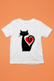 Kedi Baskılı Beyaz Unisex Çocuk Tişört